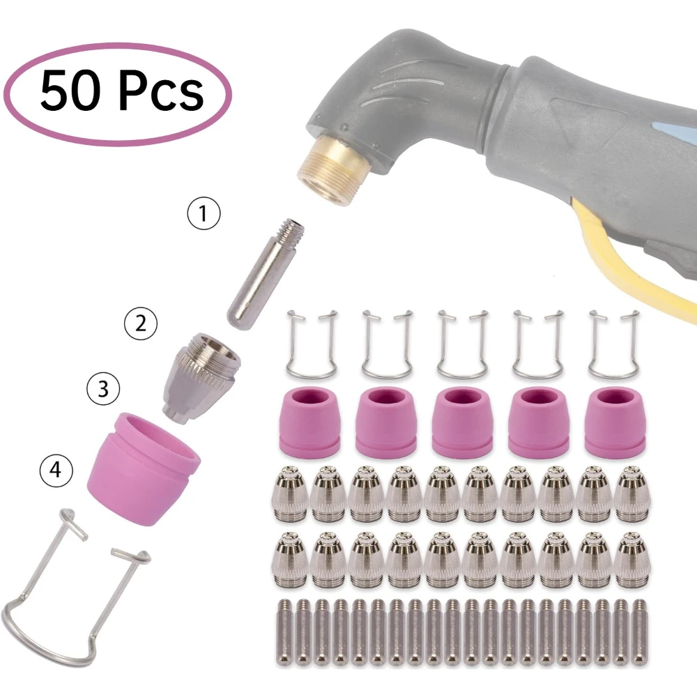 50pcs Plasma Cutter Cutting Torch Tip Nozzles Consumables Kit
50pcs Plasma Cutter Cutting Torch Tip Nozzles Consumables Kit