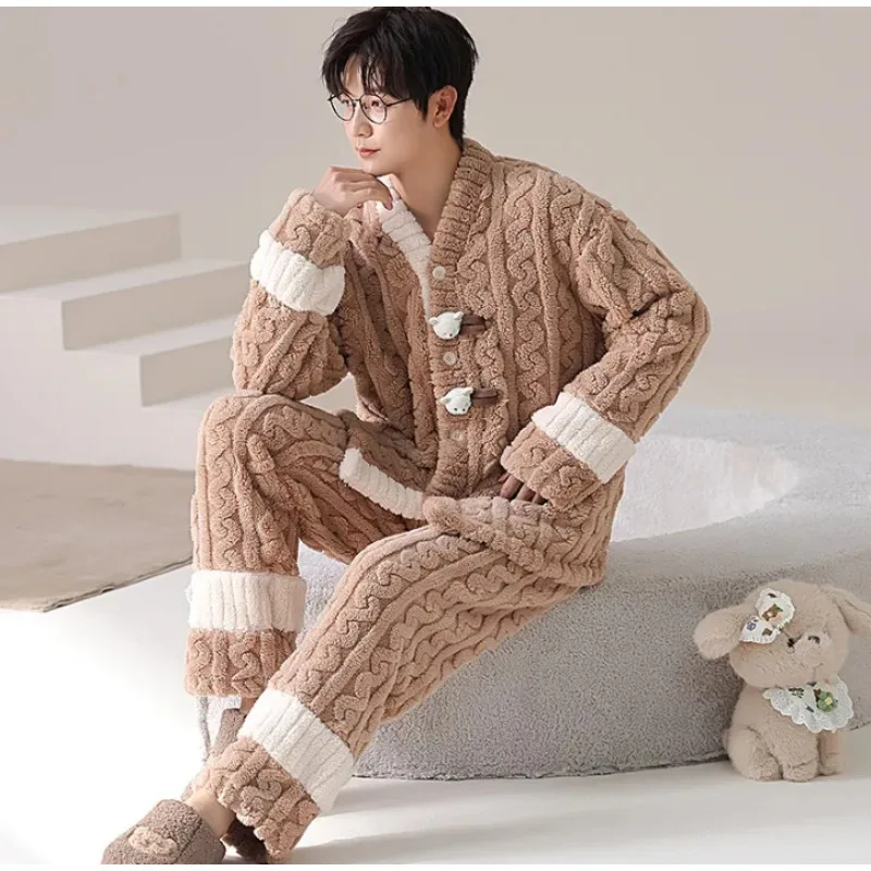 2024 New Coral Velvet Pajamas Men's Autumn and Winter Flannel Long-sleeved Home Suit with Velvet and Thick Winter Flannel
2024 New Coral Velvet Pajamas Men's Autumn and Winter Flannel Long-sleeved Home Suit with Velvet and Thick Winter Flannel
