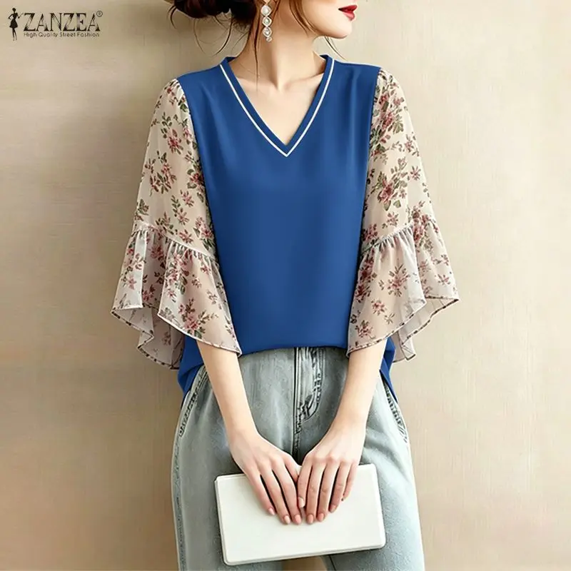 2026 ZANZEA Summer Floral Patchwork Blouse Stylish Women Tops V Neck 3/4 Sleeve Blusas Mujer Female Elegant Work Shirt Mujer
2026 ZANZEA Summer Floral Patchwork Blouse Stylish Women Tops V Neck 3/4 Sleeve Blusas Mujer Female Elegant Work Shirt Mujer