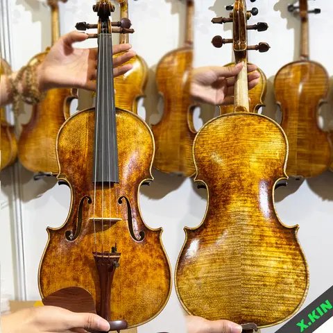 Handmade Violin4/4, Antique Style Solid Wood Violin with Jujube Wood Fittings & Hand-Rubbed Varnish, with Bow and Case