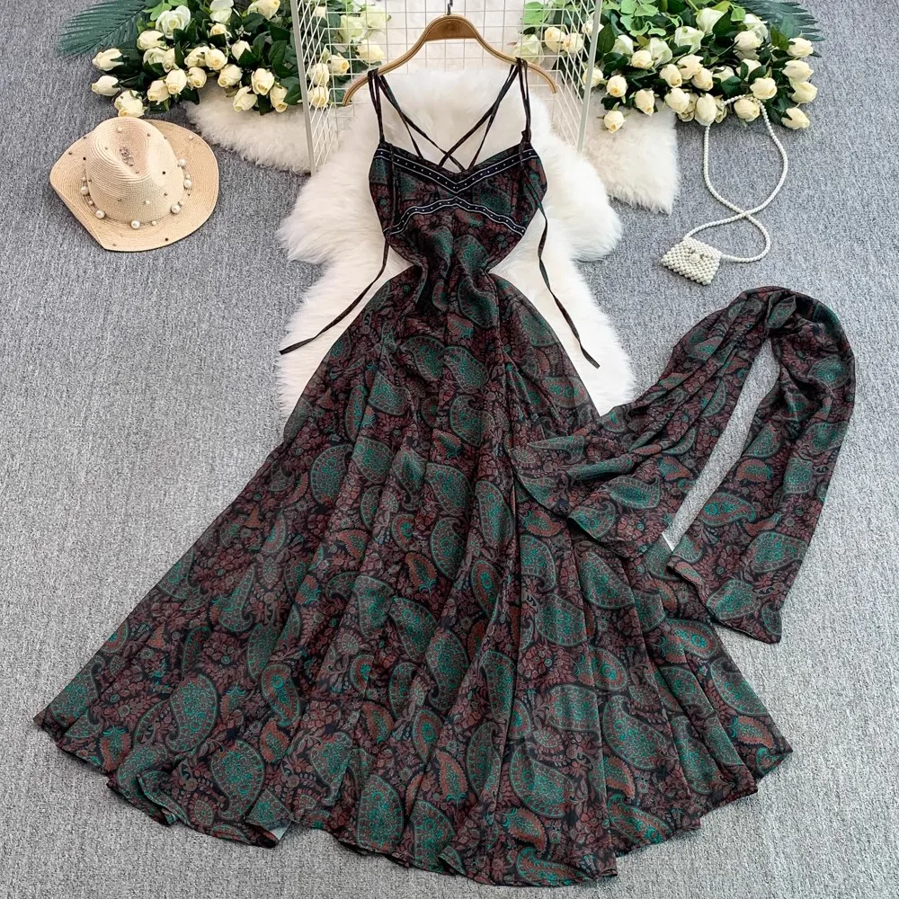 Vintage Printed Elegant Dress Women Backless Summer Vacation Clothing Lady Streetwear Chic Sleeveless Vestidos Bodycon
Vintage Printed Elegant Dress Women Backless Summer Vacation Clothing Lady Streetwear Chic Sleeveless Vestidos Bodycon