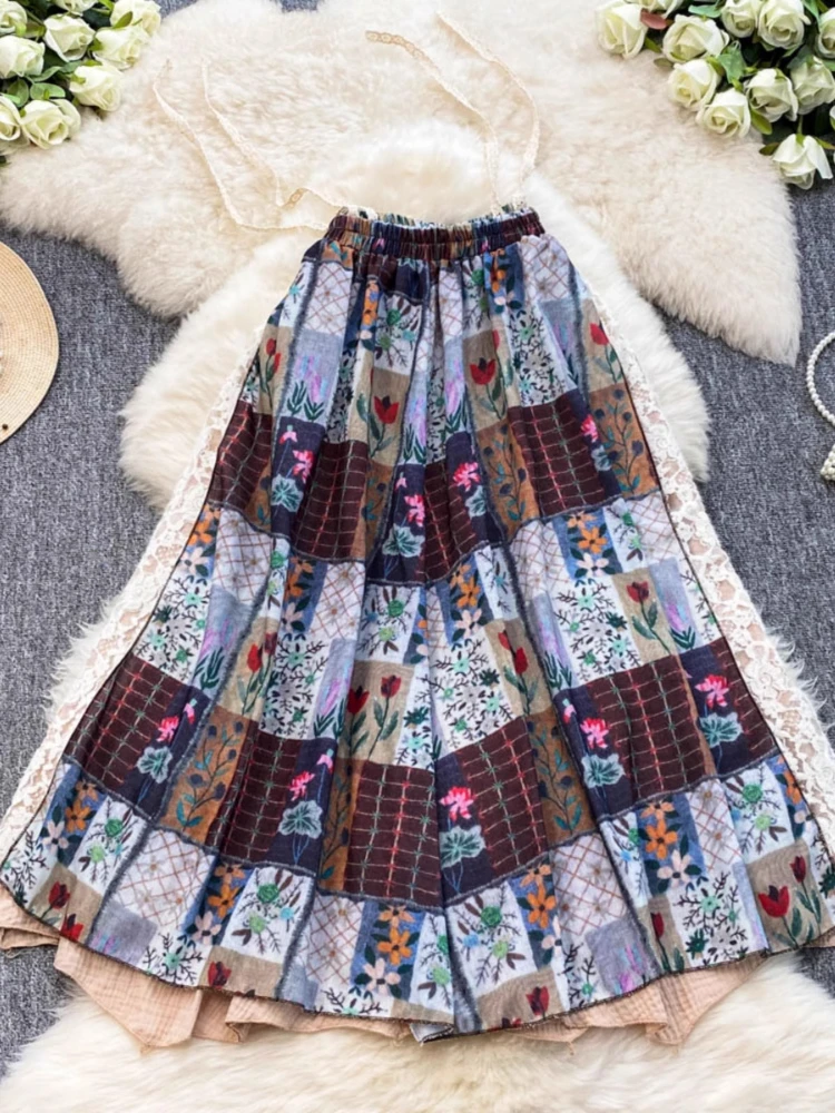 Fashion Vintage Skirts High Waist Folds Contrast Color Irregular Patchwork Long Skirt Spring Summer All Match Women's Clothing
Fashion Vintage Skirts High Waist Folds Contrast Color Irregular Patchwork Long Skirt Spring Summer All Match Women's Clothing