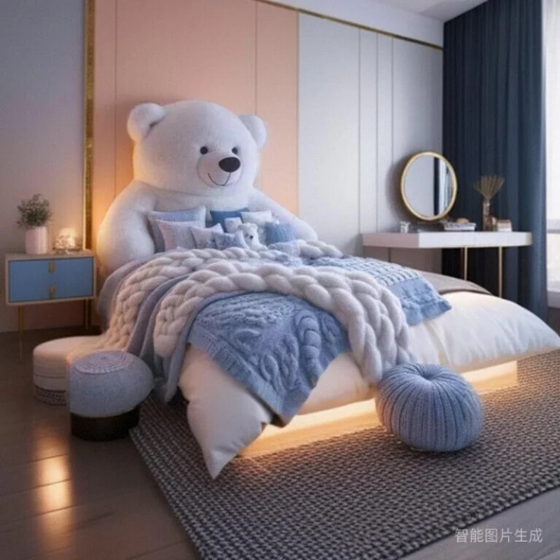 Custom. Polar Bear Children's Bed 1.5m Theme Hotel Bed Cute Plush Bear Bed Personalized Fabric Bed
Custom. Polar Bear Children's Bed 1.5m Theme Hotel Bed Cute Plush Bear Bed Personalized Fabric Bed