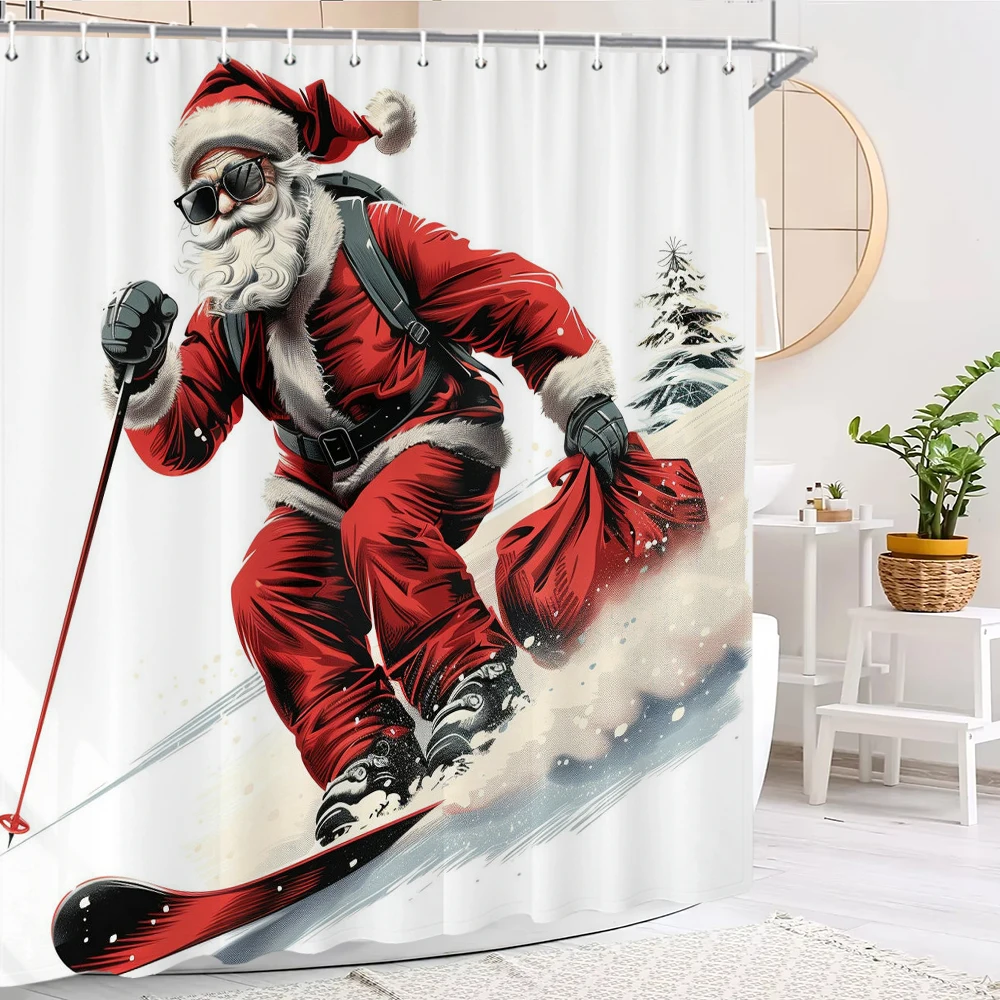 Merry Christmas Shower Curtain, Bathroom Decor Interesting Santa Claus Shower Curtain, Christmas Shower Curtain with Hooks 
Merry Christmas Shower Curtain, Bathroom Decor Interesting Santa Claus Shower Curtain, Christmas Shower Curtain with Hooks