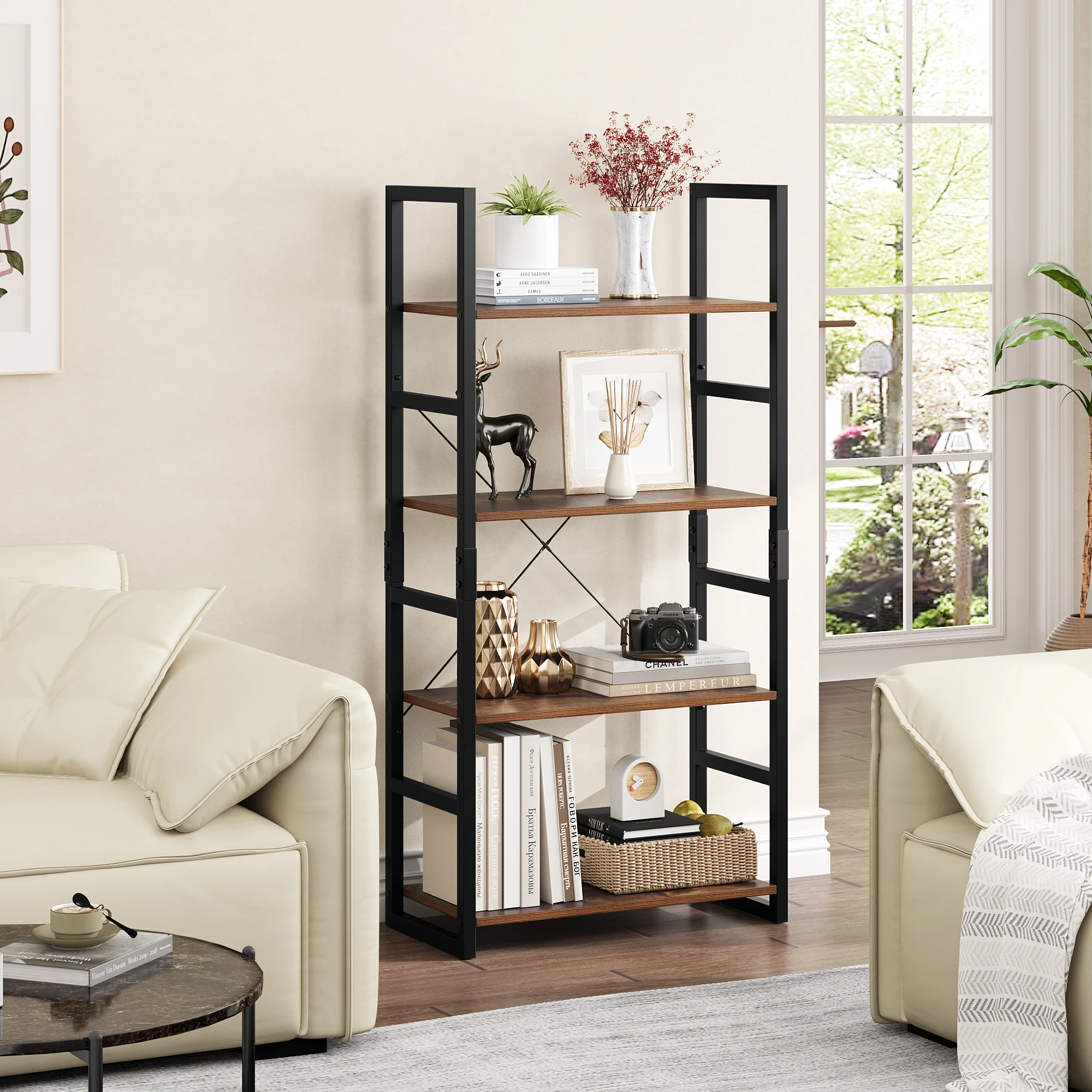 4 Tier Bookshelf, 24 Inch Width Free Standing Shelf, Bookcase Shelf Storage Organizer, Industrial Book Shelves for Home Office
4 Tier Bookshelf, 24 Inch Width Free Standing Shelf, Bookcase Shelf Storage Organizer, Industrial Book Shelves for Home Office