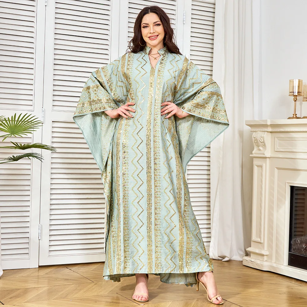 New Elegant Muslim Dress Clothing Factory Golden Bead Embroidered Elegant Bat Sleeve Robe Ramadan Dubai Luxury Islam Elegant
New Elegant Muslim Dress Clothing Factory Golden Bead Embroidered Elegant Bat Sleeve Robe Ramadan Dubai Luxury Islam Elegant