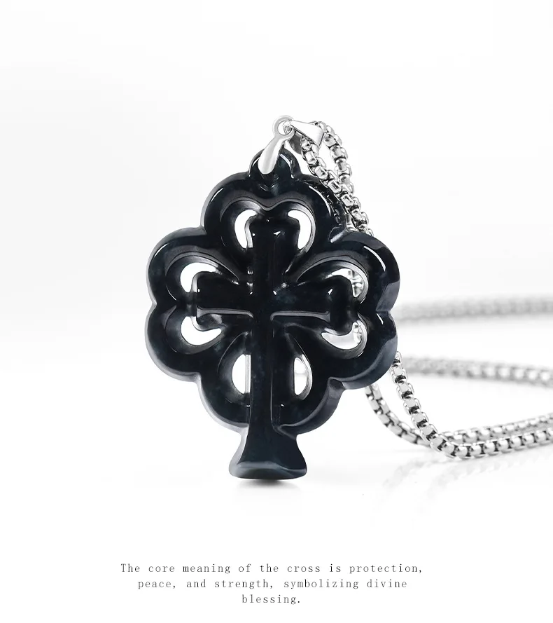 Natural Myanmar Jadeite Cross Pendant Clover Necklace Jewelry Real Jade Vintage Gemstone 925 Silver Accessories Gifts for Women
Natural Myanmar Jadeite Cross Pendant Clover Necklace Jewelry Real Jade Vintage Gemstone 925 Silver Accessories Gifts for Women