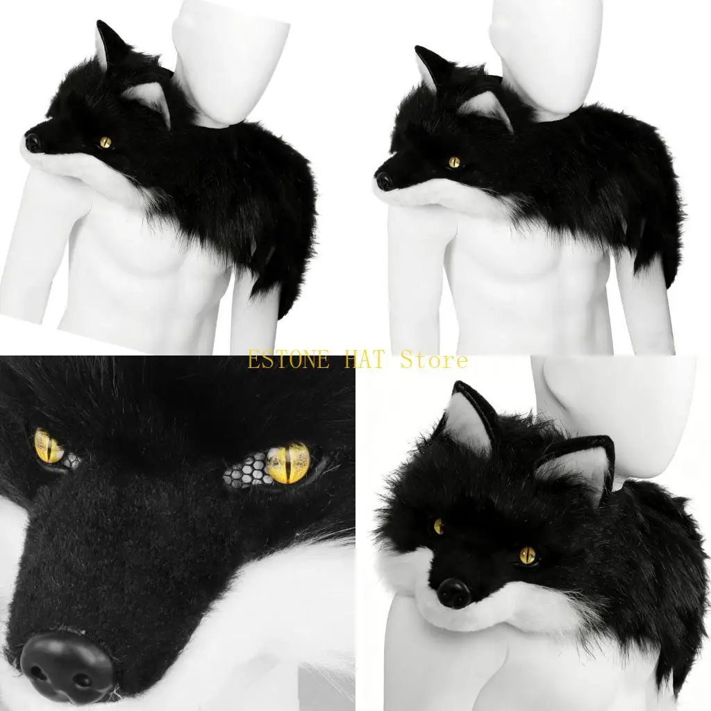 49MF Foxes Costume Accessory Faux Furs Collar Scarf Wrap Foxes Shaped Shrug Collar Shawl for Christmas Halloween Cosplay
49MF Foxes Costume Accessory Faux Furs Collar Scarf Wrap Foxes Shaped Shrug Collar Shawl for Christmas Halloween Cosplay