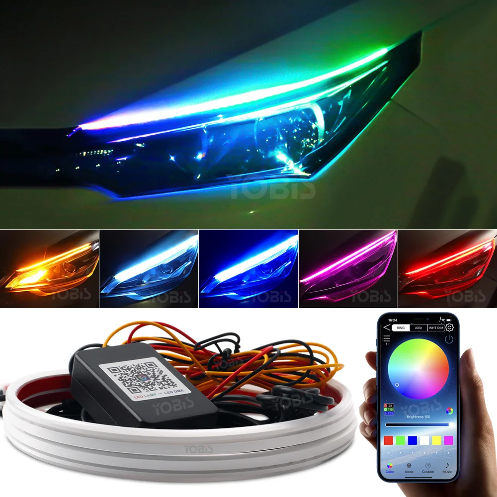 Car LED Daytime Running Light Flowing APP Control Symphony 60CM RGB DRL Flexible Running Lights Turning Lamp Decorative Lamp 12V
Car LED Daytime Running Light Flowing APP Control Symphony 60CM RGB DRL Flexible Running Lights Turning Lamp Decorative Lamp 12V