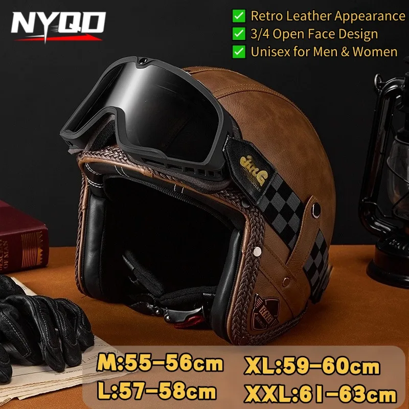 Retro Motorcycle Helmet 3C Certified Leather 3/4 Open Face for Men Women Electric Scooter Vintage
Retro Motorcycle Helmet 3C Certified Leather 3/4 Open Face for Men Women Electric Scooter Vintage