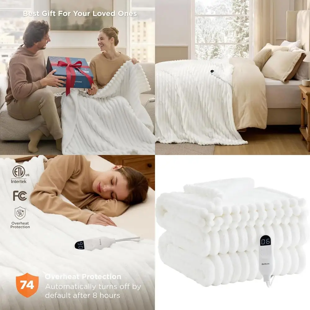 Twin Size Thick Striped Flannel Electric Blanket with 10 Timers, 6 Heat Levels, and 8-Hour Auto-Off for Grandma (62x84 inches, W
Twin Size Thick Striped Flannel Electric Blanket with 10 Timers, 6 Heat Levels, and 8-Hour Auto-Off for Grandma (62x84 inches, W
