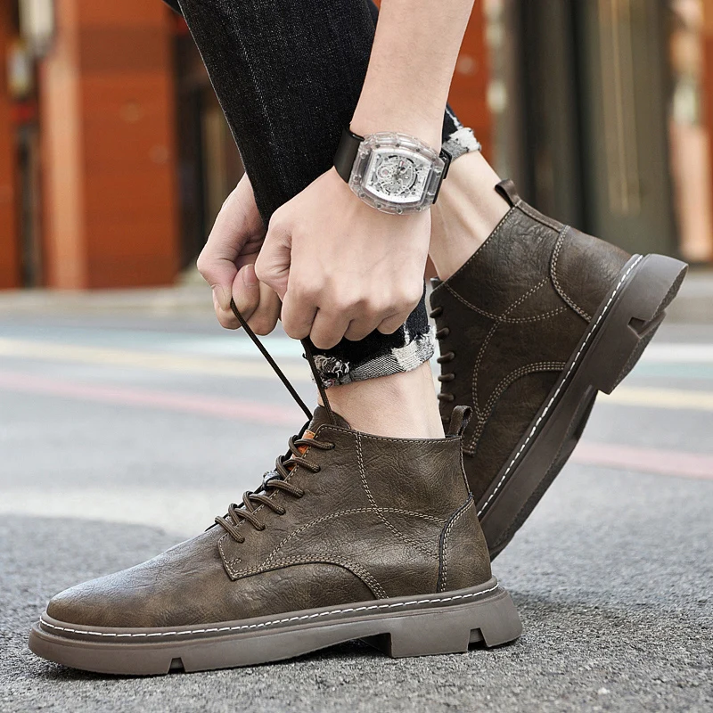 Simple Stylish Design High Top Winter New Style with Plush Warm Men's Boots Branded Urban Business Office Walking Leather Boots
Simple Stylish Design High Top Winter New Style with Plush Warm Men's Boots Branded Urban Business Office Walking Leather Boots