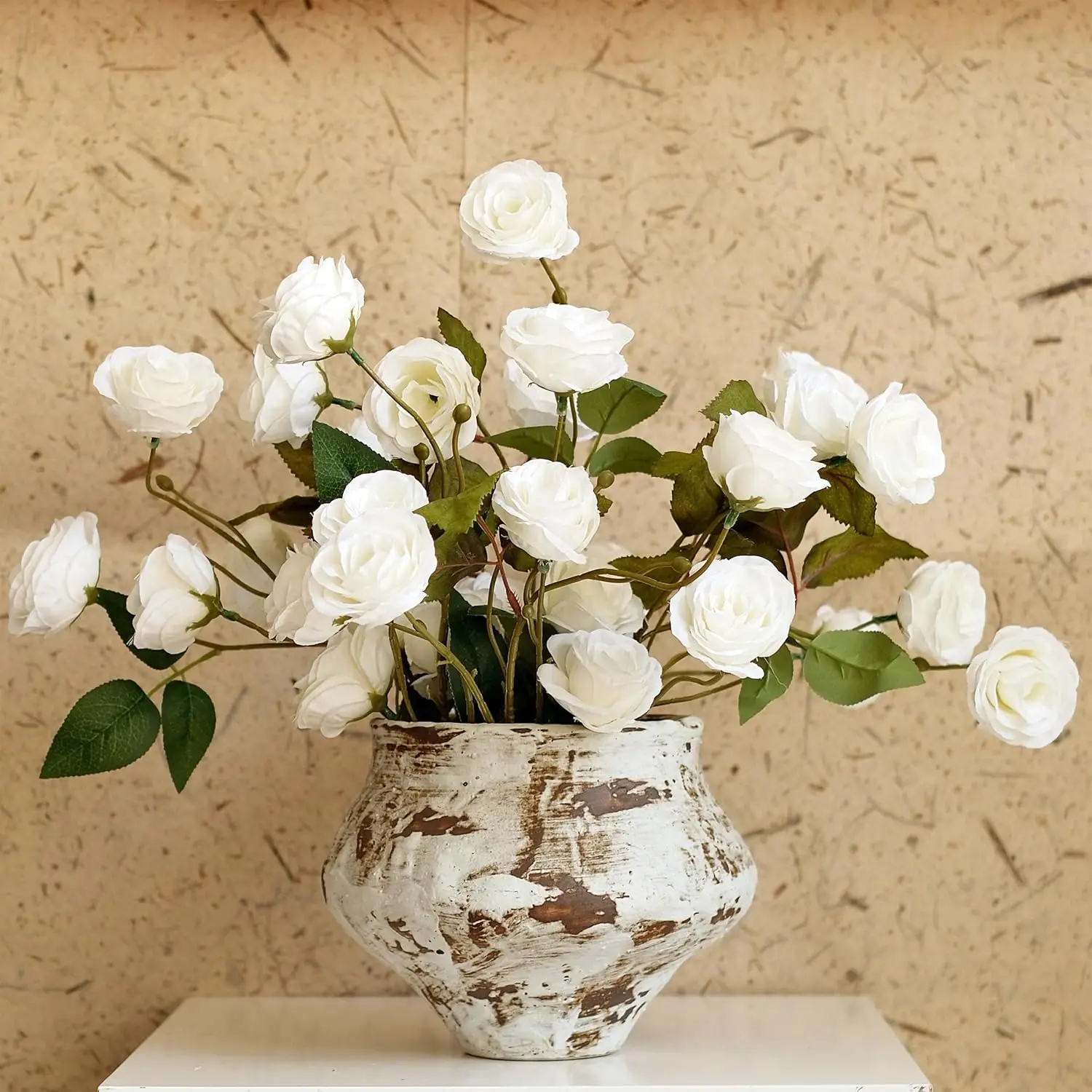Faux Silk White Rose Artificial Flowers for Vase, 5 Pcs Bulk Fake Crea Real Touch Ivory Roses Arrangement for Wedding
Faux Silk White Rose Artificial Flowers for Vase, 5 Pcs Bulk Fake Crea Real Touch Ivory Roses Arrangement for Wedding