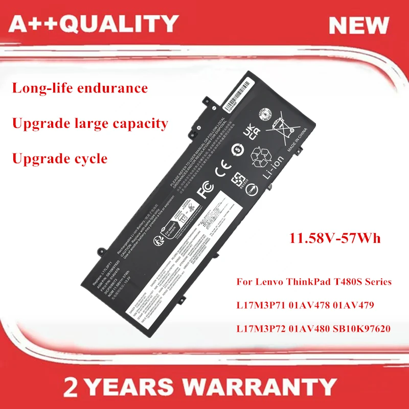 L17L3P71 11.58V-57Wh Laptop Battery For Lenvo ThinkPad T480S Series L17M3P71 01AV478 01AV479 L17M3P72 01AV480 SB10K97620
L17L3P71 11.58V-57Wh Laptop Battery For Lenvo ThinkPad T480S Series L17M3P71 01AV478 01AV479 L17M3P72 01AV480 SB10K97620