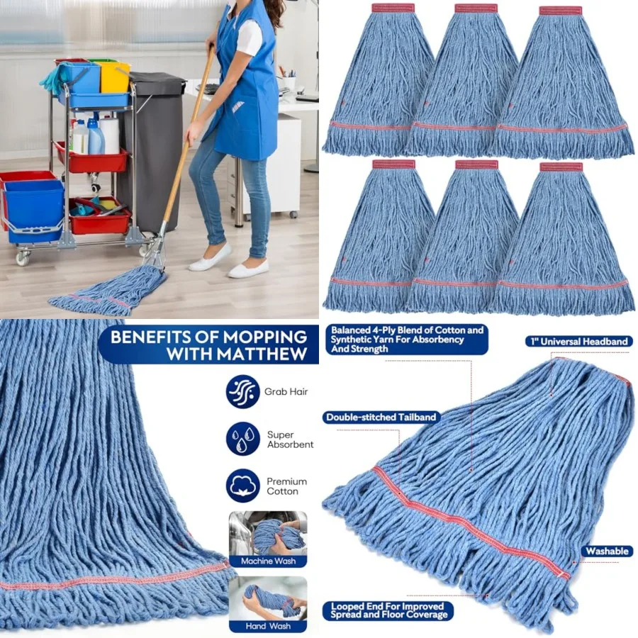Matthew Cleaning 24oz Heavy Duty Mop Head Commercial Replacement for General and Floor Cleaning, Wet Industrial Cotton Looped E
Matthew Cleaning 24oz Heavy Duty Mop Head Commercial Replacement for General and Floor Cleaning, Wet Industrial Cotton Looped E