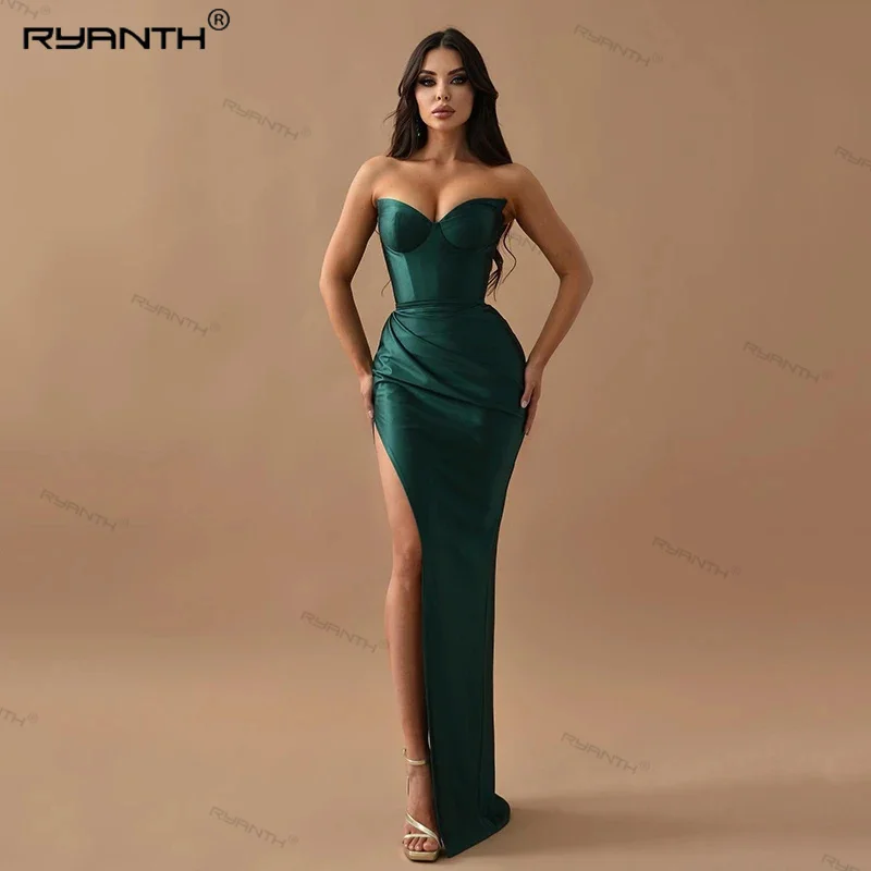 Ryanth Sexy Mermaid Prom Dresses Dark Green Side Slit Satin Evening Dress Formal Night Cocktail Party Prom Gowns Custom Size
Ryanth Sexy Mermaid Prom Dresses Dark Green Side Slit Satin Evening Dress Formal Night Cocktail Party Prom Gowns Custom Size