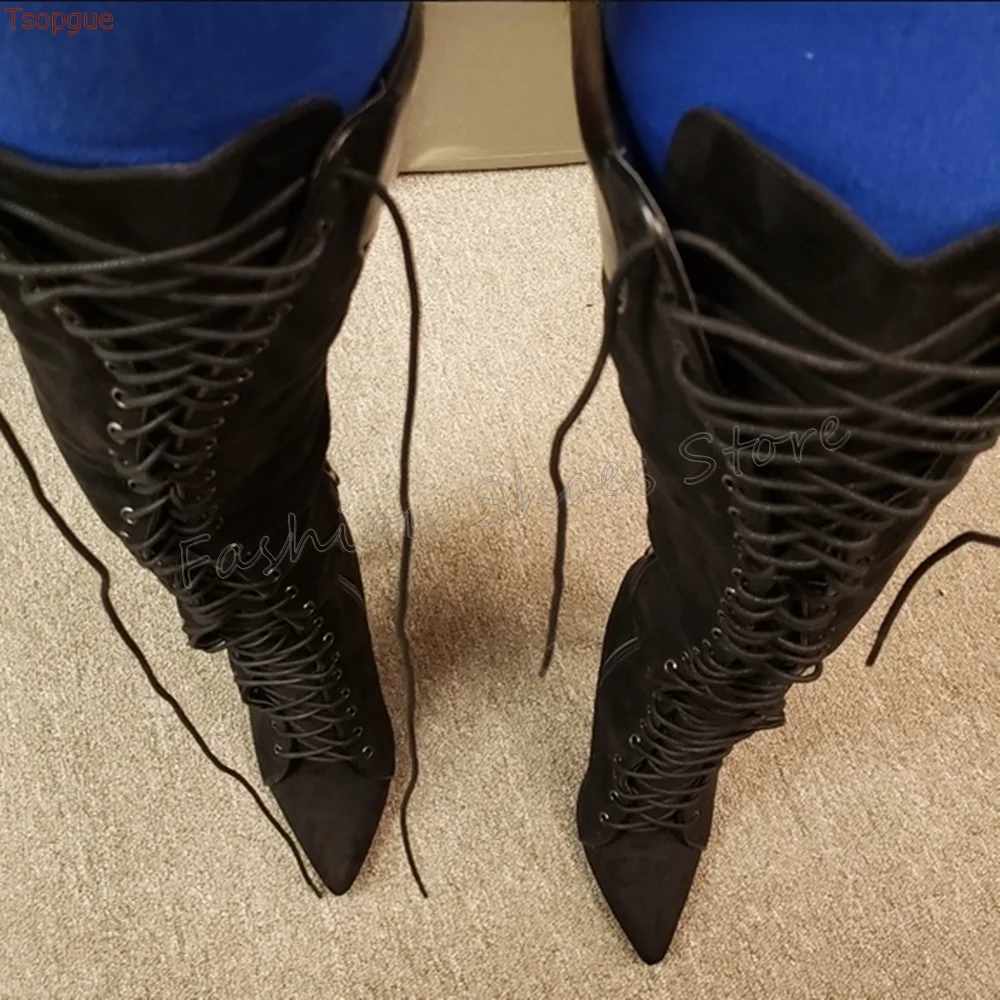 Black Pointed Toe Lace up Boots Side Zipper Stilettos High Heels High Heel Shoes for Women Heels 2025 New Zapatos Para Mujere
Black Pointed Toe Lace up Boots Side Zipper Stilettos High Heels High Heel Shoes for Women Heels 2025 New Zapatos Para Mujere