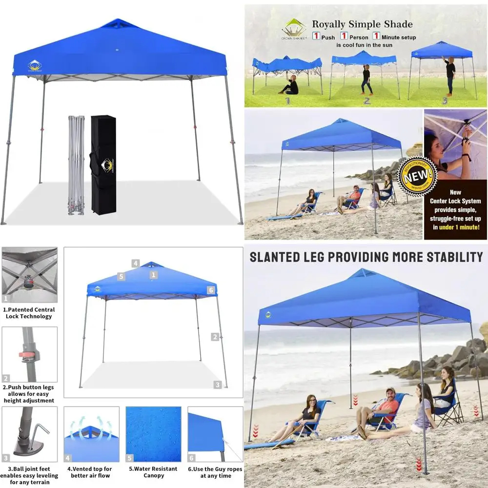 9x9 Pop-Up Canopy Tent with Slanted Legs for Enhanced Stability - Ideal for Beach Sun Shelters and Outdoor Shade Protection
9x9 Pop-Up Canopy Tent with Slanted Legs for Enhanced Stability - Ideal for Beach Sun Shelters and Outdoor Shade Protection