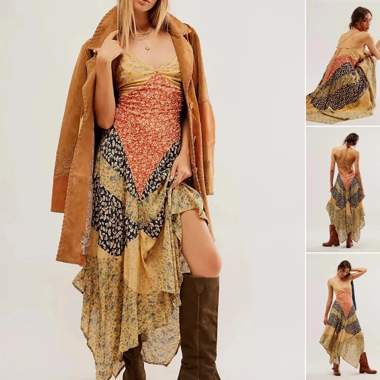 2026 european and american cross-border printed color block v-neck open back camisole irregular maxi dress
2026 european and american cross-border printed color block v-neck open back camisole irregular maxi dress