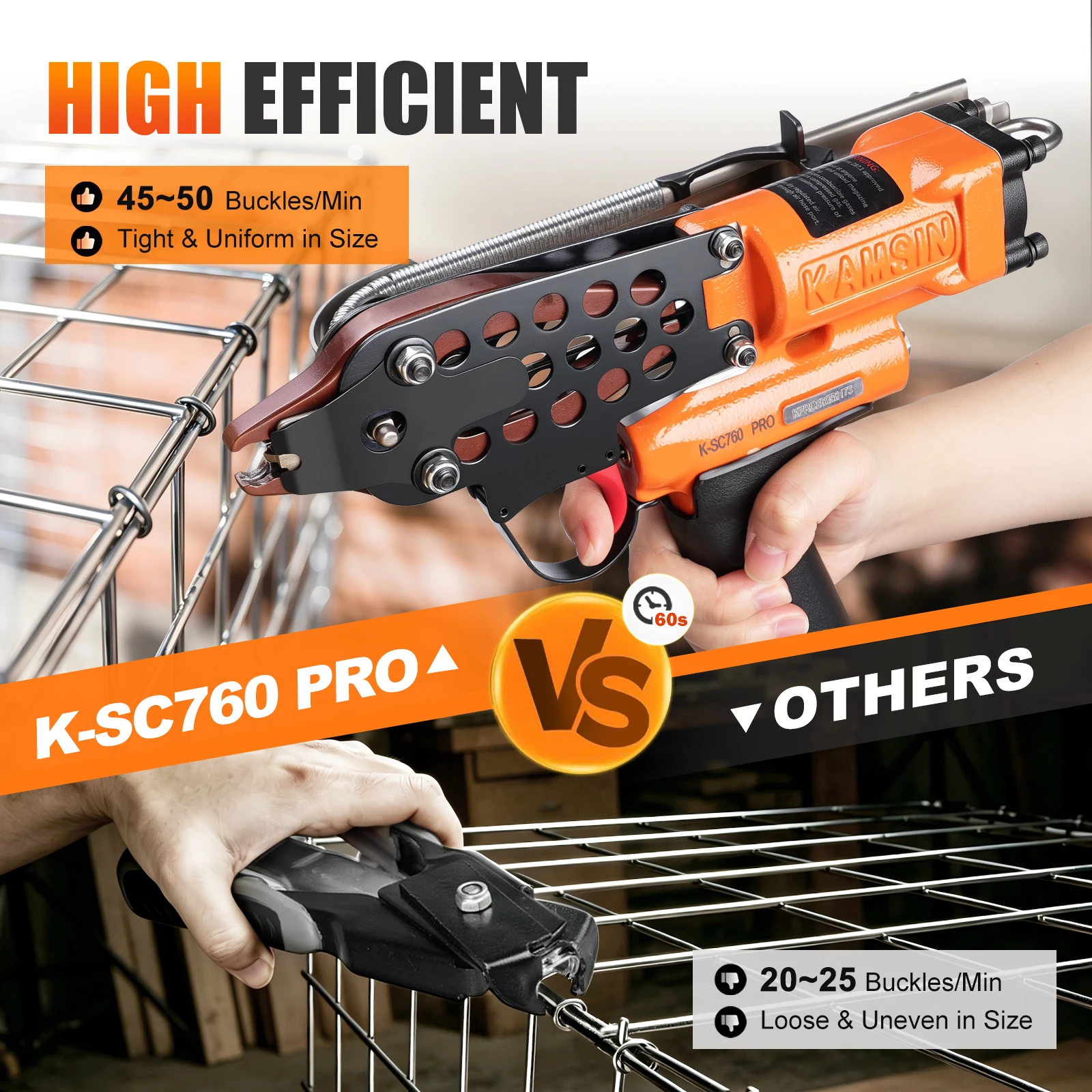 KAMSIN K-SC760PRO 16-Gauge Upgraded Trigger Pneumatic Hog Ring Gun, 3.0-4.8mm Closure Diameter, for Cage, Fence, and Car Seat
KAMSIN K-SC760PRO 16-Gauge Upgraded Trigger Pneumatic Hog Ring Gun, 3.0-4.8mm Closure Diameter, for Cage, Fence, and Car Seat