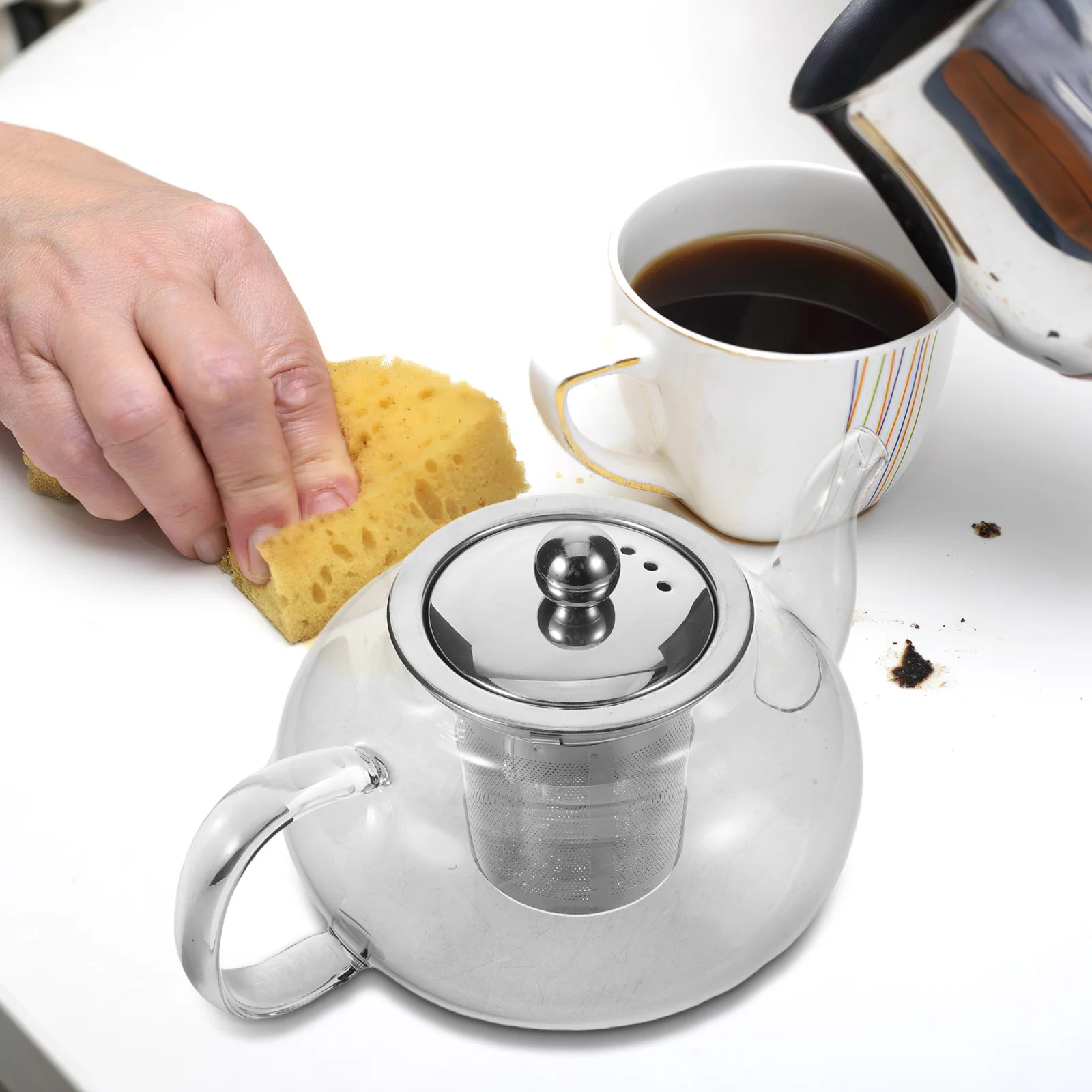 600Ml Clear Glass Teapot with Stainless Steel Filter Heatproof Tea Infuser Pot for Loose Tea Steeping Stovetop Brewing Kitchen
600Ml Clear Glass Teapot with Stainless Steel Filter Heatproof Tea Infuser Pot for Loose Tea Steeping Stovetop Brewing Kitchen