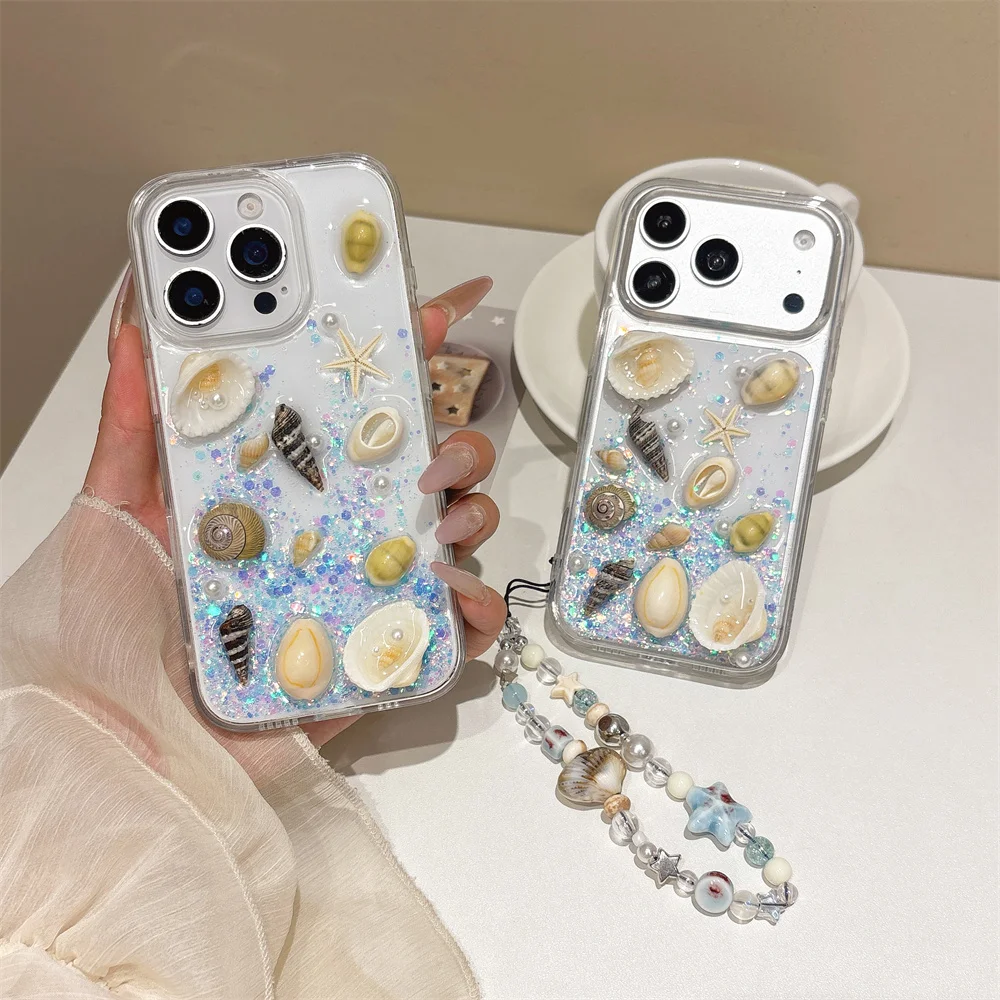 Summer Fresh 3D Seashell Glitter Crystal Clear Case for 17 Pro Max Ocean Vibe Wrist Chain Protective Cover for iPhone 16 15 14
Summer Fresh 3D Seashell Glitter Crystal Clear Case for 17 Pro Max Ocean Vibe Wrist Chain Protective Cover for iPhone 16 15 14