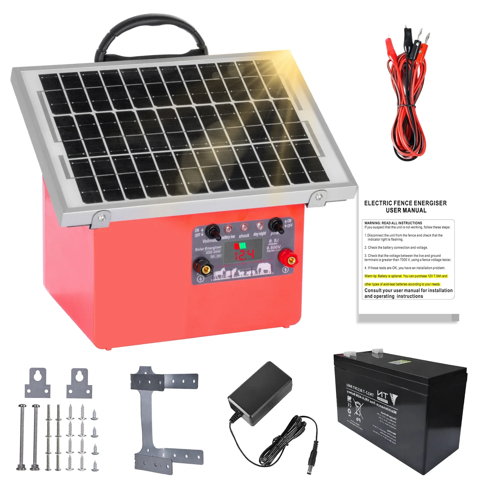 36KM/20 Miles Solar Electric Fence Charger for Livestock Prevent Predator Invasion Poultry with battery Electric Fence Energizer
36KM/20 Miles Solar Electric Fence Charger for Livestock Prevent Predator Invasion Poultry with battery Electric Fence Energizer