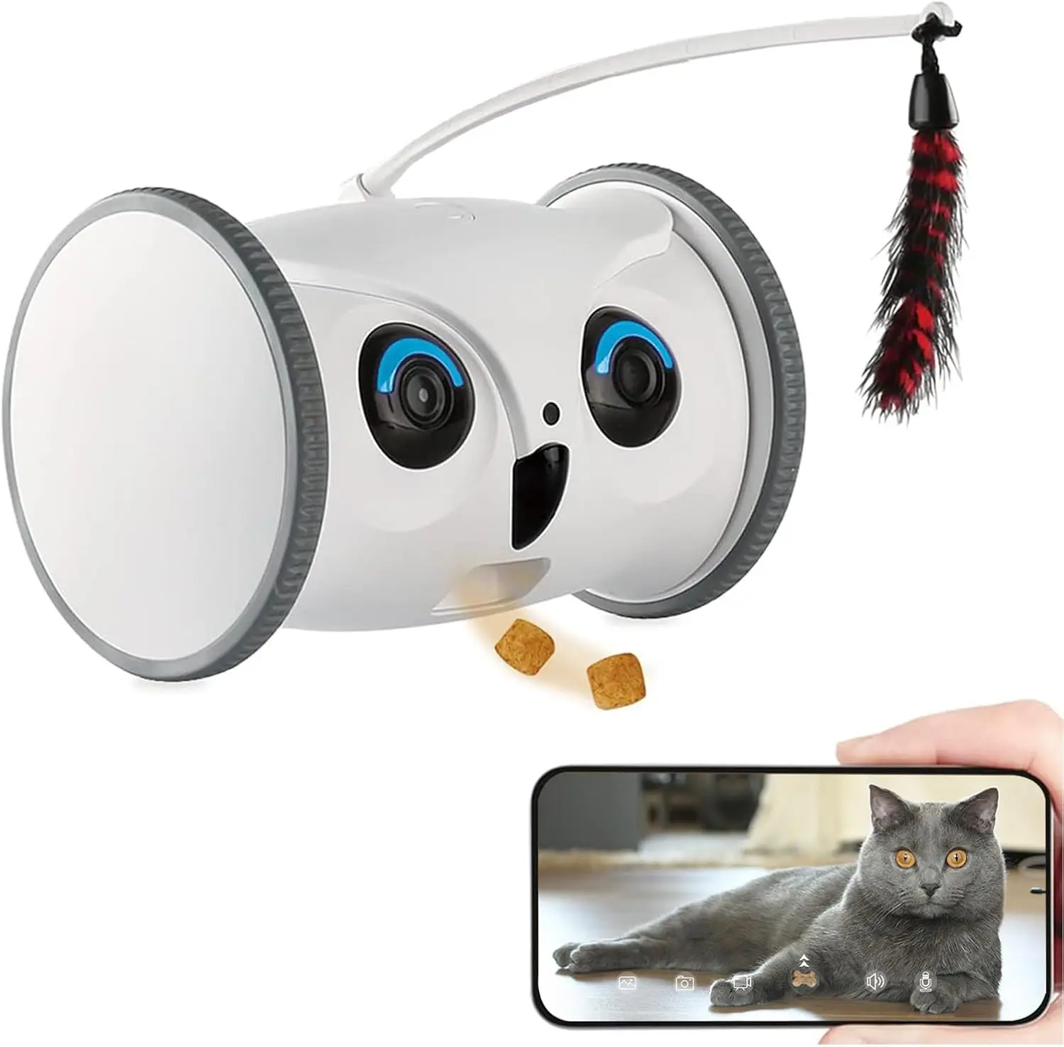 Owl Robot Pet Camera Treat Dispenser Interactive Toy for Dogs Cats with Remote Phone App Control
Owl Robot Pet Camera Treat Dispenser Interactive Toy for Dogs Cats with Remote Phone App Control