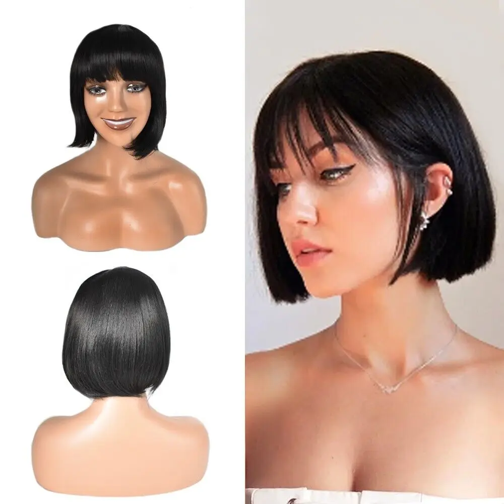 Women Synthetic Bob Wig with Bangs Natural Look Premium Short Black Hair Wigs US
Women Synthetic Bob Wig with Bangs Natural Look Premium Short Black Hair Wigs US