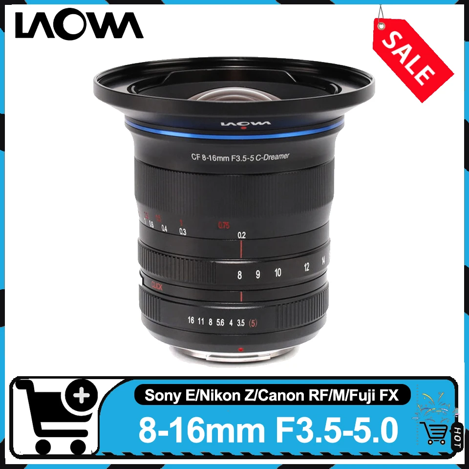 Laowa 8-16mm F3.5-5 APS-C Wide Angle Zoom Lens for Sony A5000 Fuji X-T10 Nikon Z50 Canon R6 for Travel Lanscape Photography
Laowa 8-16mm F3.5-5 APS-C Wide Angle Zoom Lens for Sony A5000 Fuji X-T10 Nikon Z50 Canon R6 for Travel Lanscape Photography