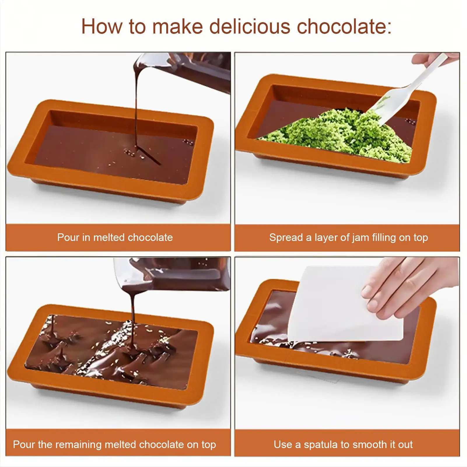 2pcs Silicone Chocolate Molds Reusable Non-Stick Candy Mould For Baking Candy Making Holiday Treat Making Home Kitchen
2pcs Silicone Chocolate Molds Reusable Non-Stick Candy Mould For Baking Candy Making Holiday Treat Making Home Kitchen