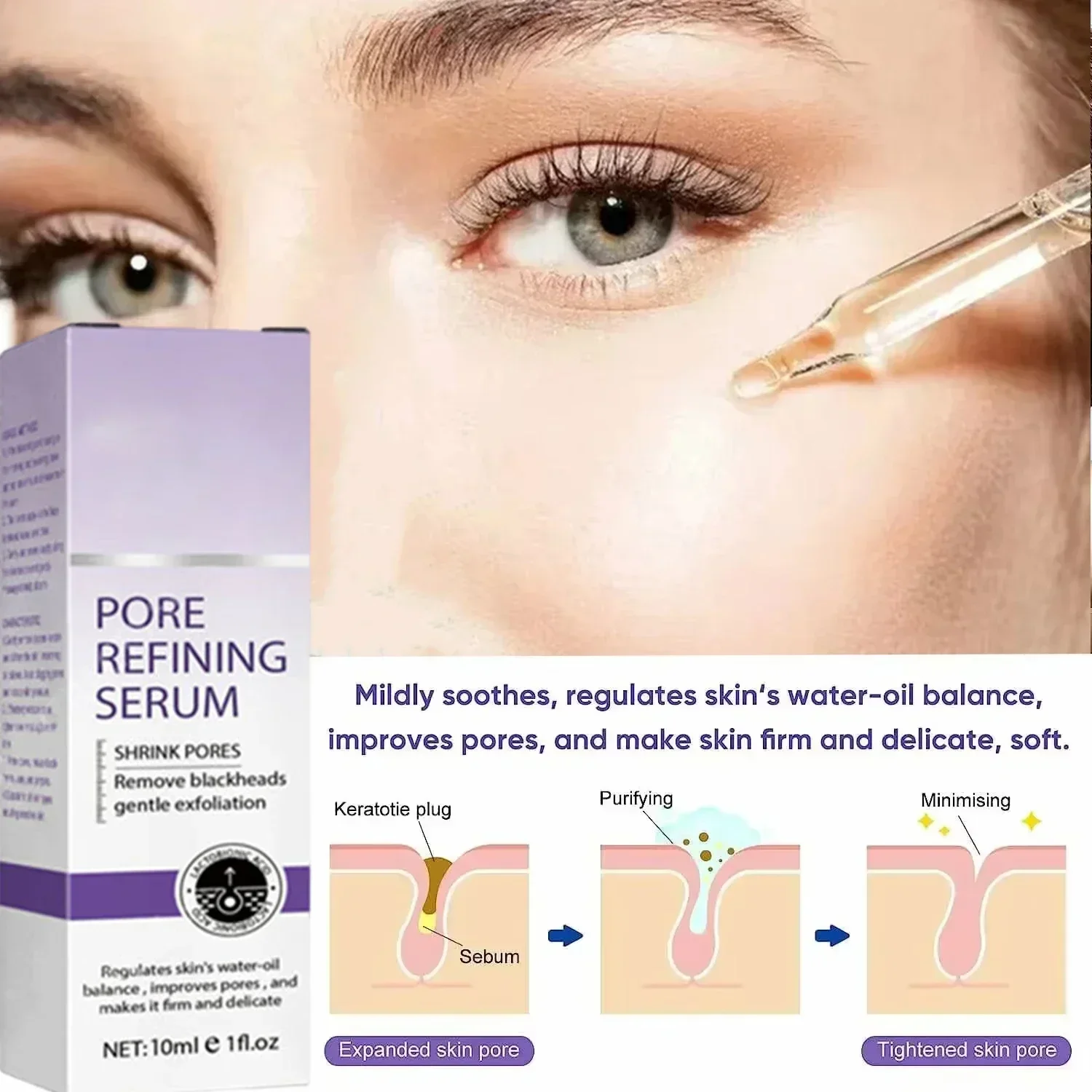 Moisturizing Face Serum and Pore Minimizer, Repairing Large Pores Shrinking Essence Beauty Skin Care
Moisturizing Face Serum and Pore Minimizer, Repairing Large Pores Shrinking Essence Beauty Skin Care