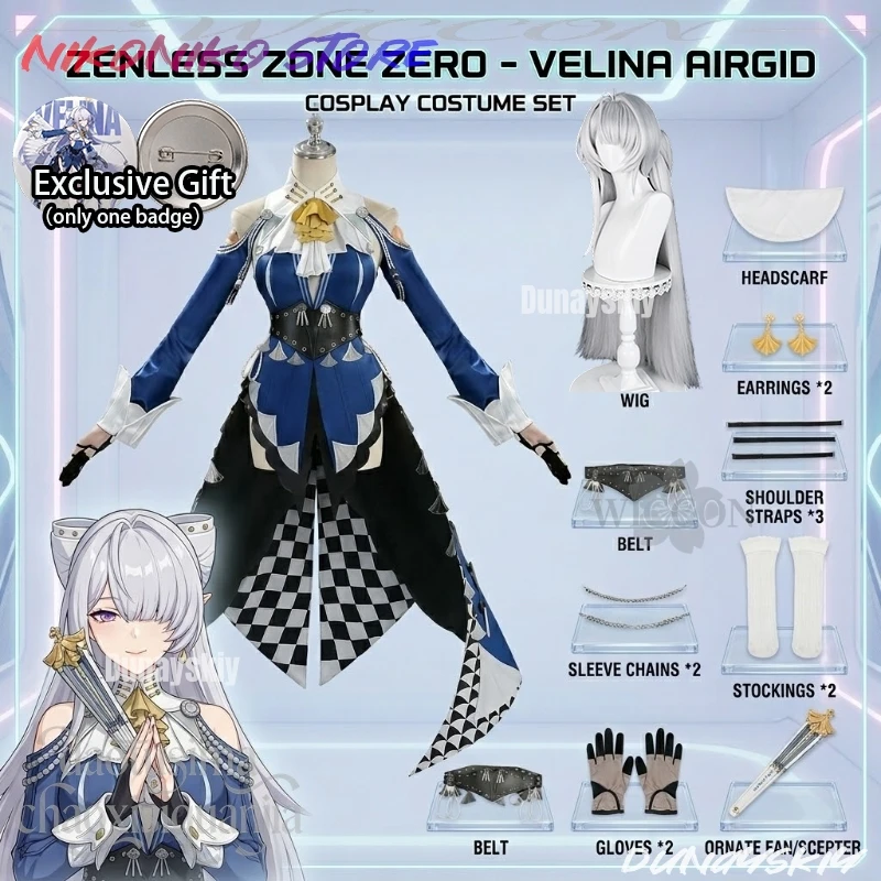 Velina Airgid High Quality Costume Fashion High Slit Blue Dress Punk Jirai Kei Suit Wig Halloween Cosplay Game Zenless Zone Zero
Velina Airgid High Quality Costume Fashion High Slit Blue Dress Punk Jirai Kei Suit Wig Halloween Cosplay Game Zenless Zone Zero