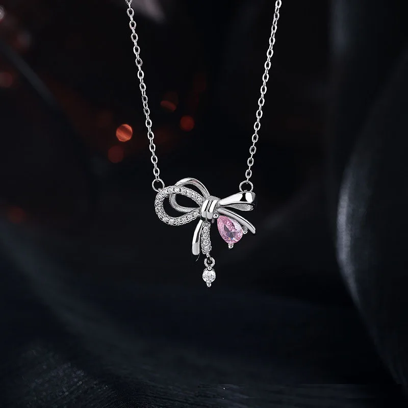 Pear Cut Created Pink Sapphire 925 Sterling Silver Sweet Bowknot Pendant Necklace for Woman Luxury Gemstone Fine Jewelry Choker
Pear Cut Created Pink Sapphire 925 Sterling Silver Sweet Bowknot Pendant Necklace for Woman Luxury Gemstone Fine Jewelry Choker