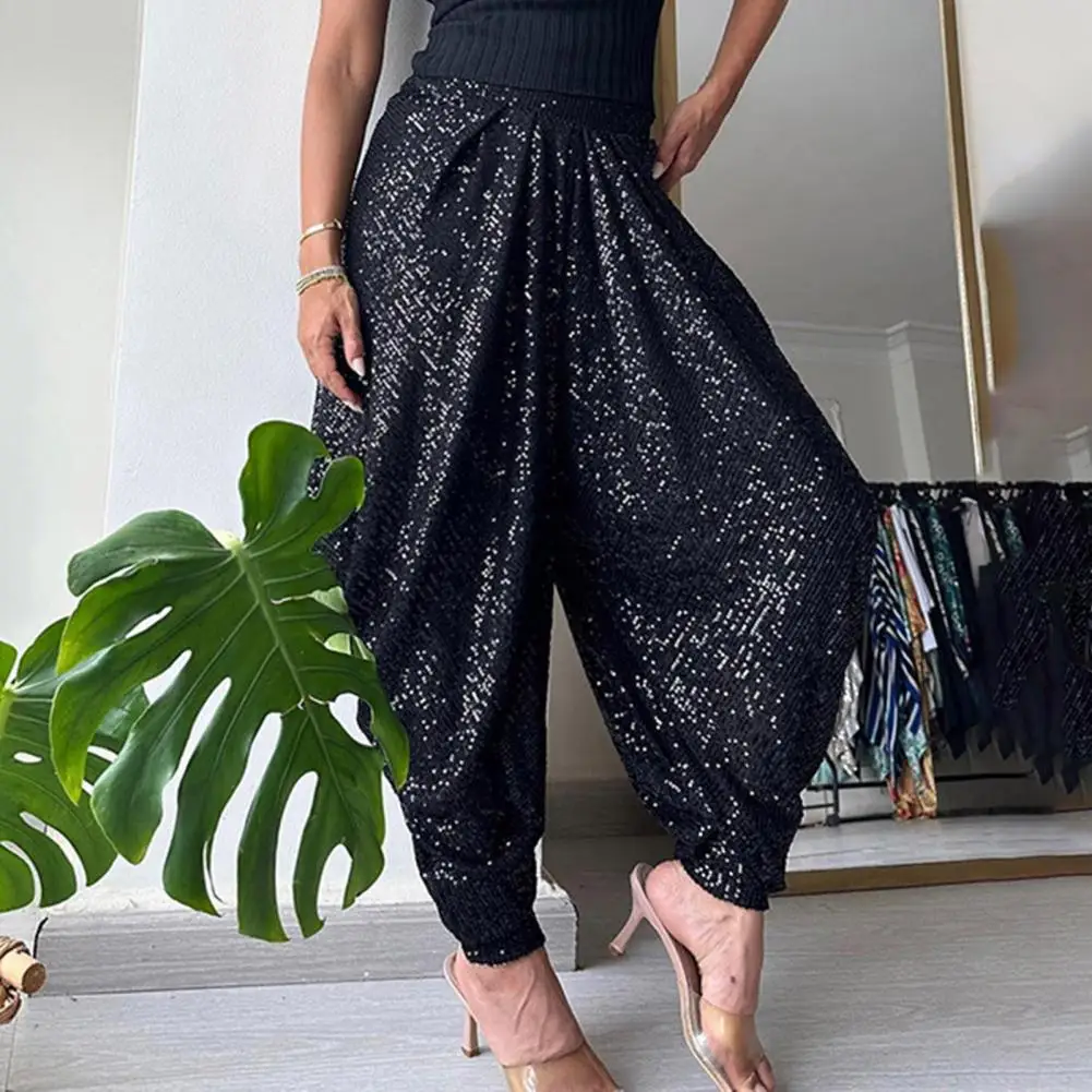 Women Lantern Pants Elastic Waist Glitter Lantern Pants for Women Wide Leg Solid Color Trousers for Party Wear Stylish
Women Lantern Pants Elastic Waist Glitter Lantern Pants for Women Wide Leg Solid Color Trousers for Party Wear Stylish