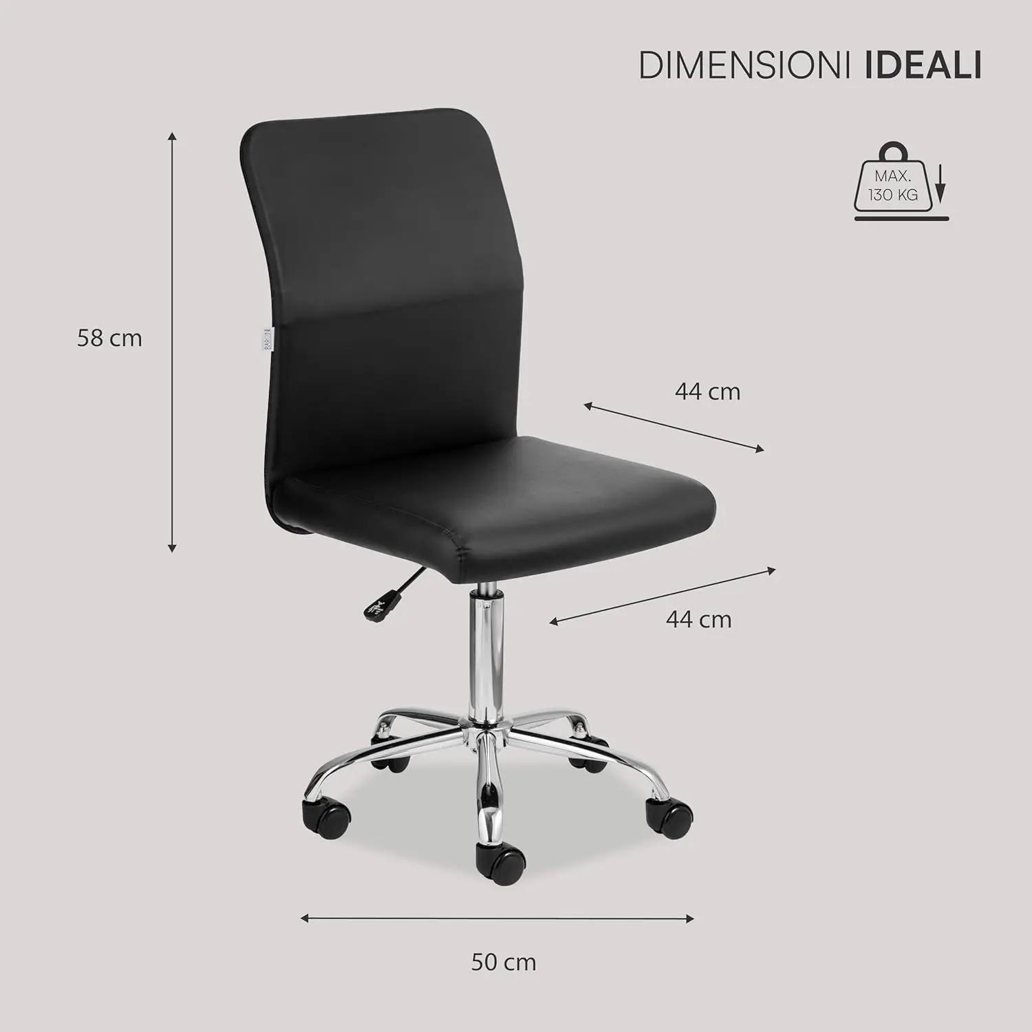 360° Swivel Office Chair, Upholstered Desk Chair With Adjustable Height, No Armrests, Ergonomic Seat (Black Faux Leather)
360° Swivel Office Chair, Upholstered Desk Chair With Adjustable Height, No Armrests, Ergonomic Seat (Black Faux Leather)