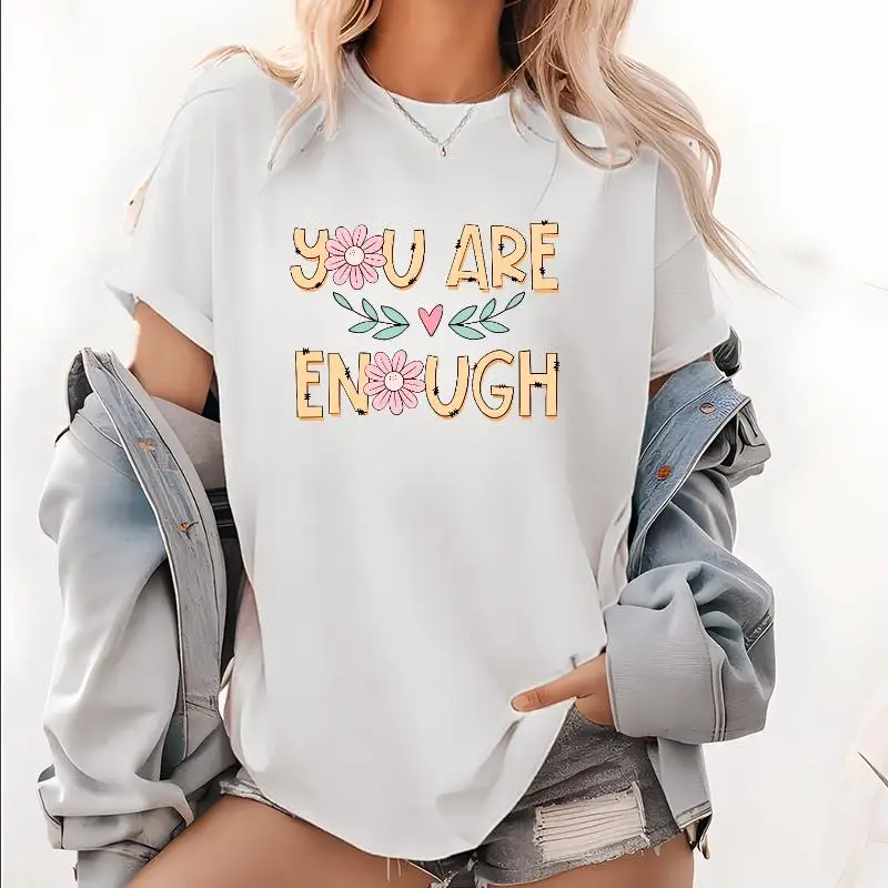 You Are Enough T-Shirt, Inspirational Slogan Tee, Positive Quote Graphic Top, Cute Floral Print Shirt, Self-Love Gift for Her
You Are Enough T-Shirt, Inspirational Slogan Tee, Positive Quote Graphic Top, Cute Floral Print Shirt, Self-Love Gift for Her