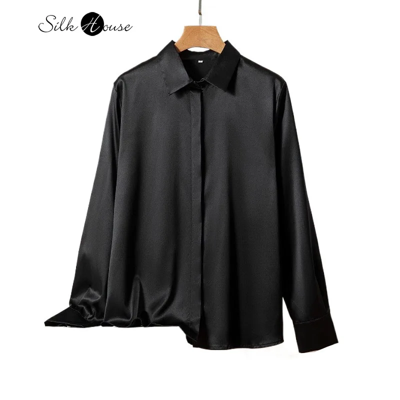 2025 Women's Summer New 93% Natural Mulberry Silk Elastic Satin Classic Black Long Sleeve Office Fashion Shirt
2025 Women's Summer New 93% Natural Mulberry Silk Elastic Satin Classic Black Long Sleeve Office Fashion Shirt