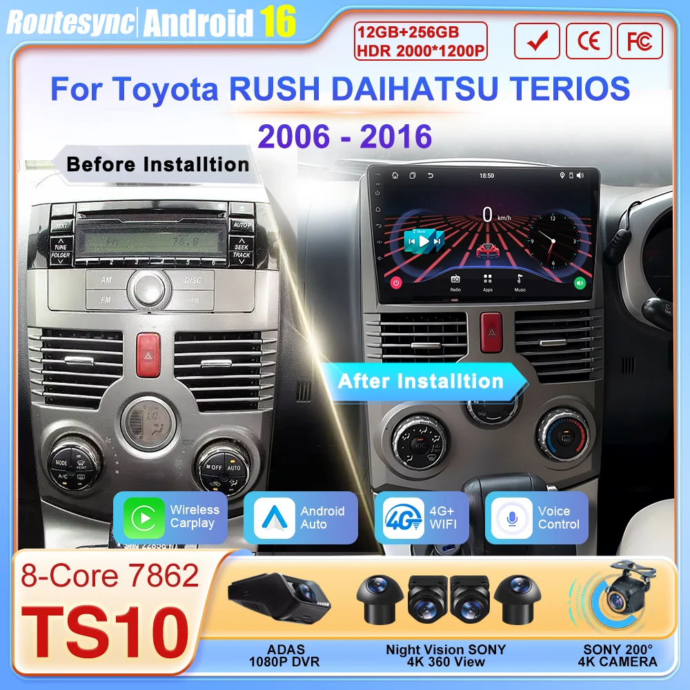 Для Toyota RUSH DAIHATSU TERIOS 2006 - 2016: Автомагнитола Android 16 с беспроводным Carplay, умные автомобильные системы, навигация GPS, Wi-Fi, Bluetooth, 4G, FM
Для Toyota RUSH DAIHATSU TERIOS 2006 - 2016: Автомагнитола Android 16 с беспроводным Carplay, умные автомобильные системы, навигация GPS, Wi-Fi, Bluetooth, 4G, FM