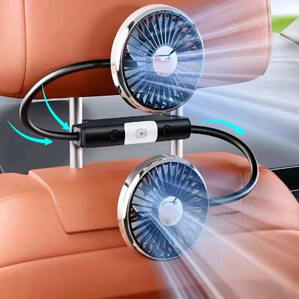 Car Headrest 3 Speed Adjustable Cooling USB Fan Dual Head Independent Switch Fan Rear Seat 360 Degree Rotatable Fan with Light
Car Headrest 3 Speed Adjustable Cooling USB Fan Dual Head Independent Switch Fan Rear Seat 360 Degree Rotatable Fan with Light