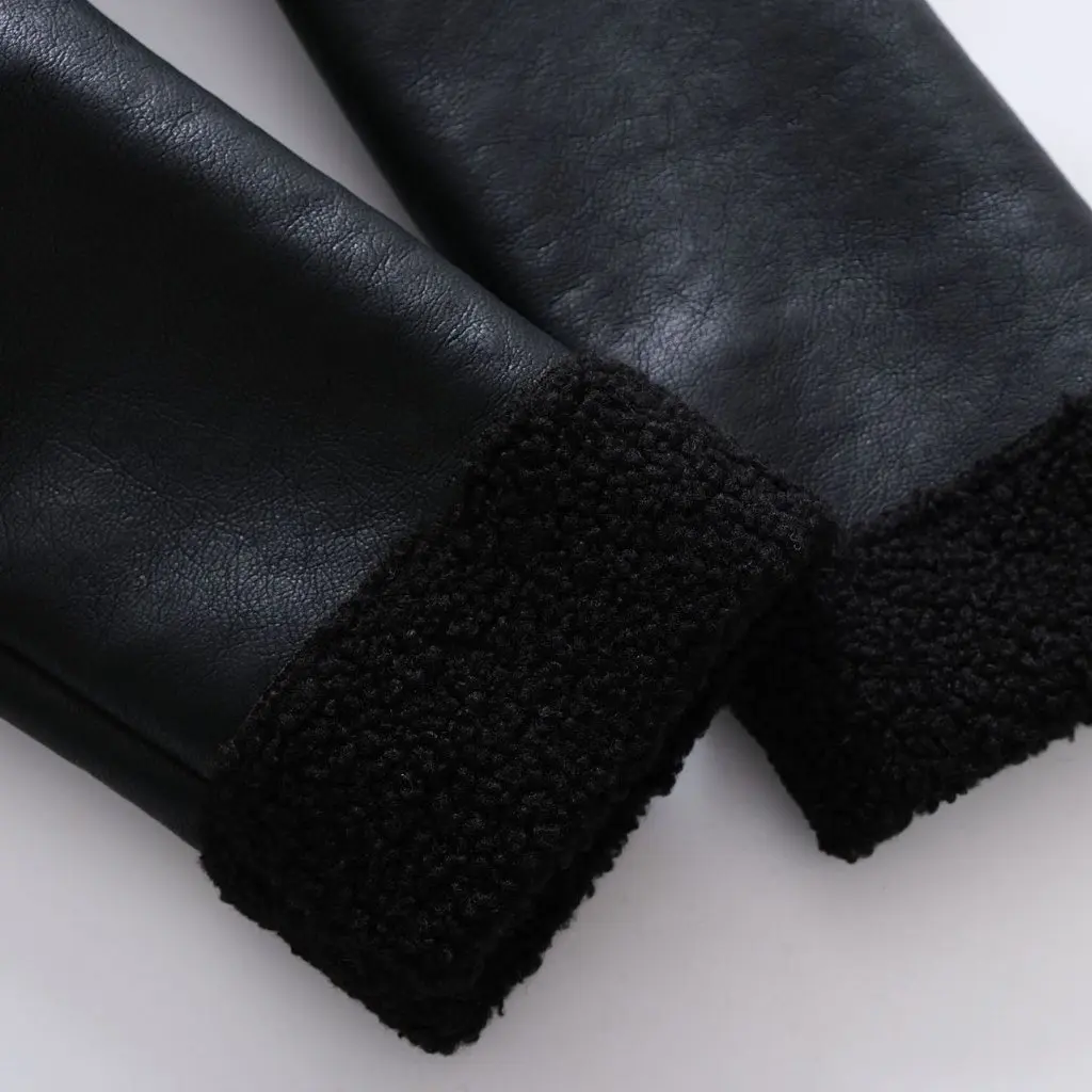 Women's Black Faux Leather Cotton Jacket Short Style European American Fashion with Leather Buckle 
Women's Black Faux Leather Cotton Jacket Short Style European American Fashion with Leather Buckle