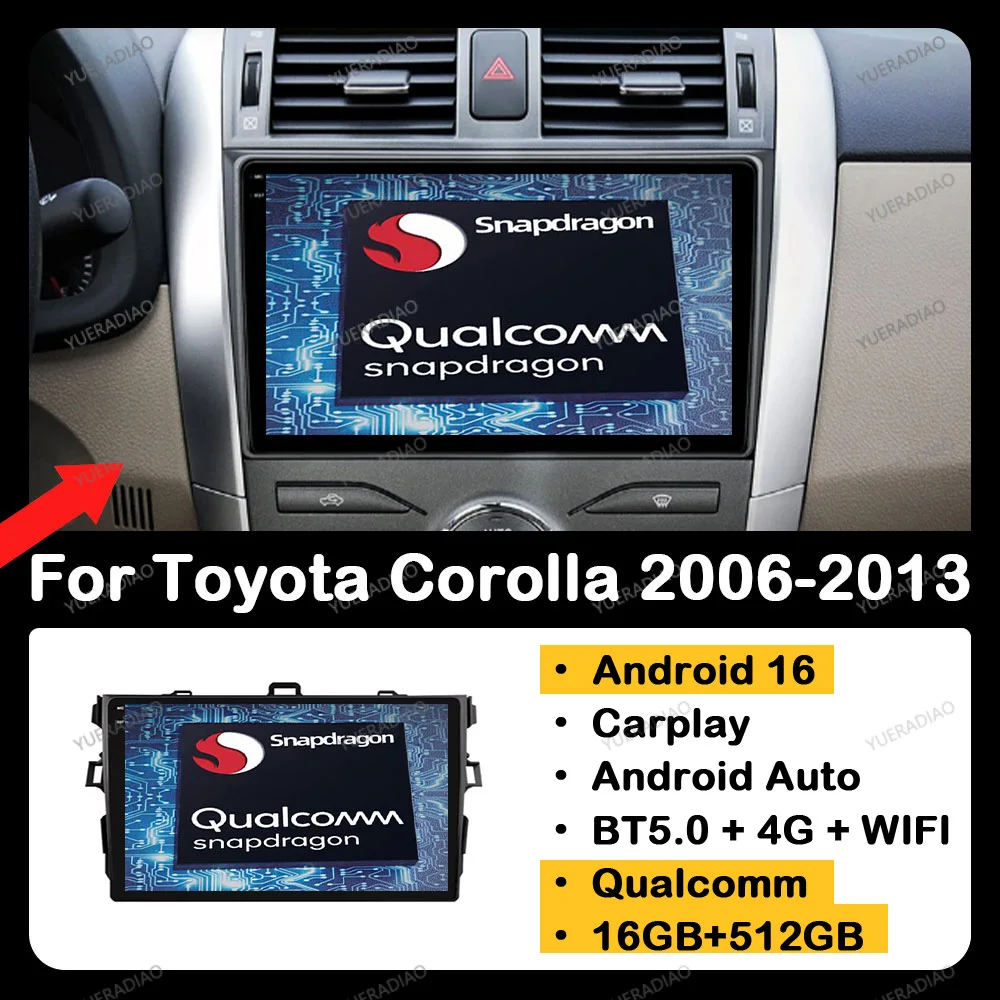 Android 16 Carplay Auto Car Radio For Toyota Corolla E140 E150 2006 2007 - 2013 Multimedia Video Player Ai Voice 4G WIFI GPS DSP
Android 16 Carplay Auto Car Radio For Toyota Corolla E140 E150 2006 2007 - 2013 Multimedia Video Player Ai Voice 4G WIFI GPS DSP