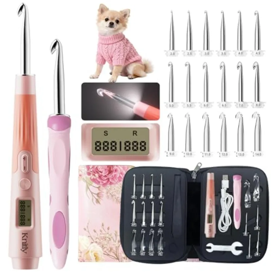 Light Up Crochet Hooks Set with Digital Counter18 Size Counting Crochet Hook with 2.0 14.0 mm Interchangeable Hooks Ergonomic C
Light Up Crochet Hooks Set with Digital Counter18 Size Counting Crochet Hook with 2.0 14.0 mm Interchangeable Hooks Ergonomic C