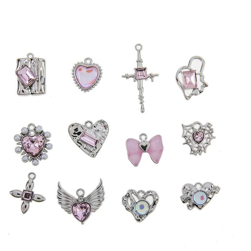 sansango 12Pcs Sweet Pink Crystal Heart Charms Pendant Luxury Cross Bow Rhinestone Charms For Women Girls Jewelry Accessories
sansango 12Pcs Sweet Pink Crystal Heart Charms Pendant Luxury Cross Bow Rhinestone Charms For Women Girls Jewelry Accessories