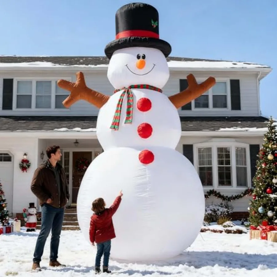 Lawn holiday party inflatable snowman, PVC material, white with blue accents, 14.5 FT tall, built-in LED lights, weather-resist
Lawn holiday party inflatable snowman, PVC material, white with blue accents, 14.5 FT tall, built-in LED lights, weather-resist