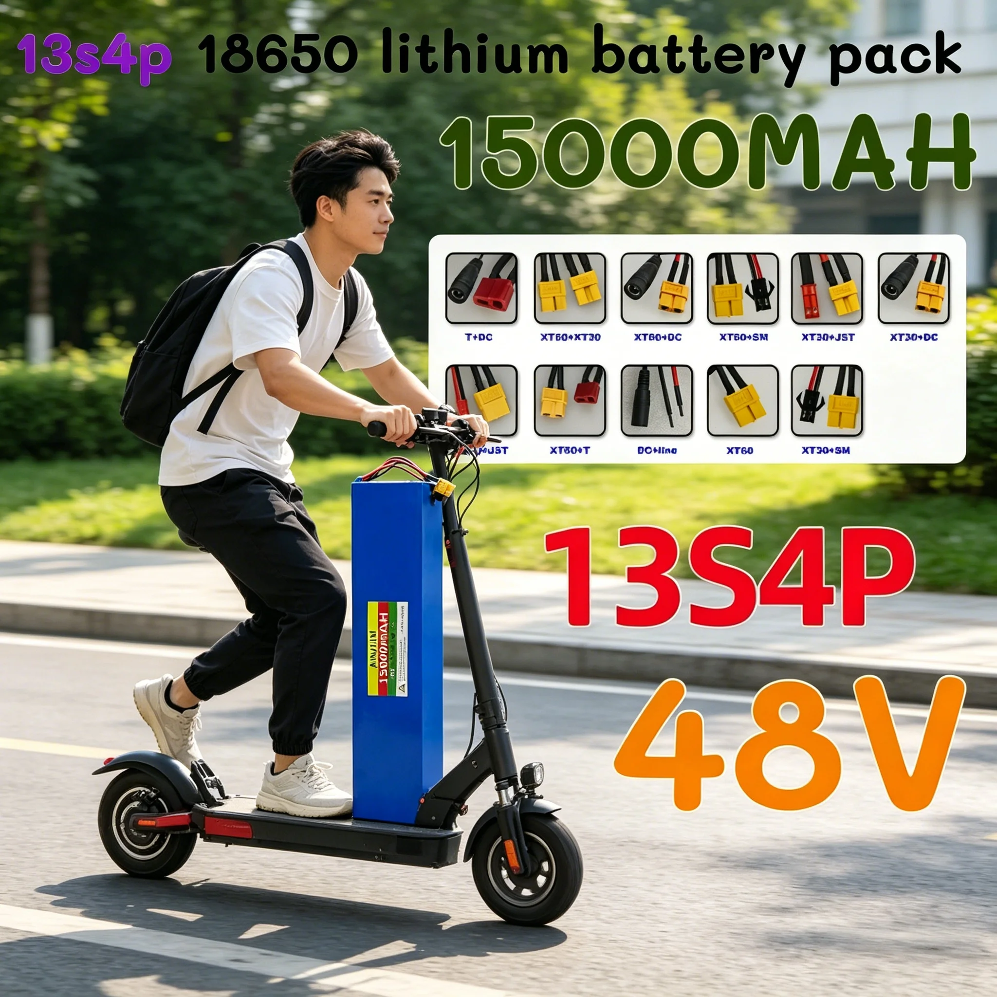 48V lithium-ion battery 48V 15Ah 1000W lithium-ion 13S4P battery pack for 54.6V for Citycoco BMS electric scooters
48V lithium-ion battery 48V 15Ah 1000W lithium-ion 13S4P battery pack for 54.6V for Citycoco BMS electric scooters