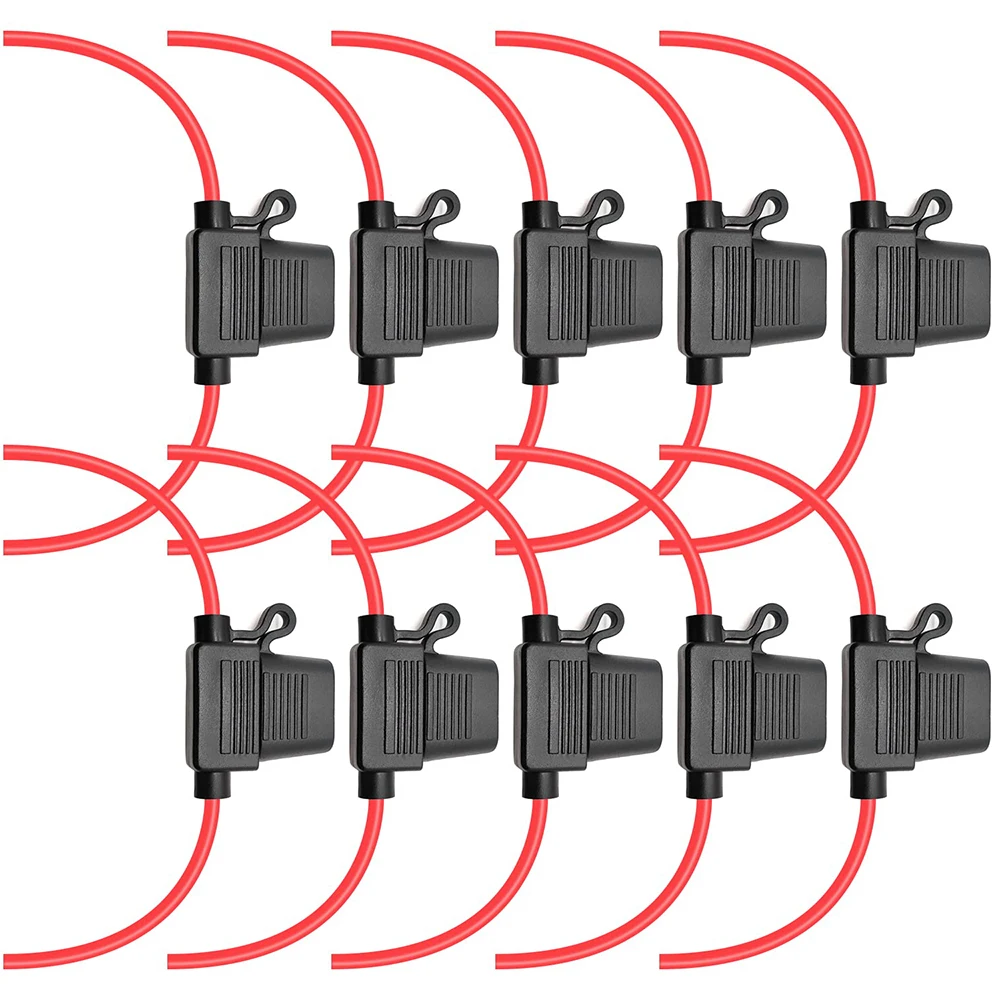 Waterproof inline fuse holder 10 packs, suitable for standard plug-in car fuses, 14 AWG wire UL1015, 10 inches long
Waterproof inline fuse holder 10 packs, suitable for standard plug-in car fuses, 14 AWG wire UL1015, 10 inches long