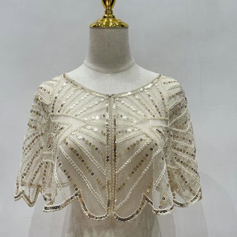 1920s Vintage Poncho Elegant Sparkly Sequins Cape Shawl for Dance Parties Costume Wedding Party Mesh Cover Up Dress Accessories
1920s Vintage Poncho Elegant Sparkly Sequins Cape Shawl for Dance Parties Costume Wedding Party Mesh Cover Up Dress Accessories