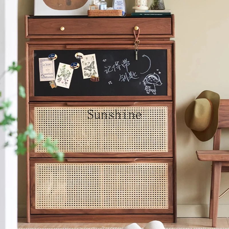 Medieval black walnut shoe cabinet, ultra-thin tipping bucket rattan porch at home door, simple and modern shoe change
Medieval black walnut shoe cabinet, ultra-thin tipping bucket rattan porch at home door, simple and modern shoe change