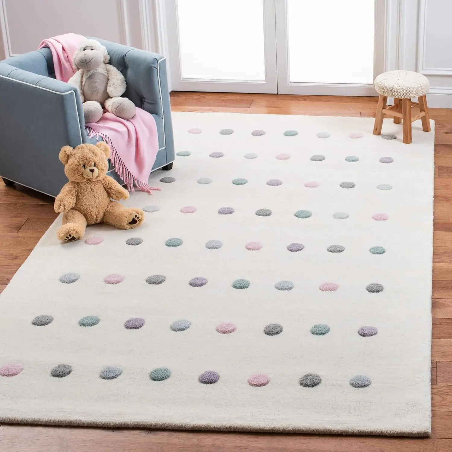 Kids Collection Area Rug - 6' X 9', Ivory, Handmade Polka Dot Wool, I For High Traffic Areas In Living Room, Bedroom
Kids Collection Area Rug - 6' X 9', Ivory, Handmade Polka Dot Wool, I For High Traffic Areas In Living Room, Bedroom